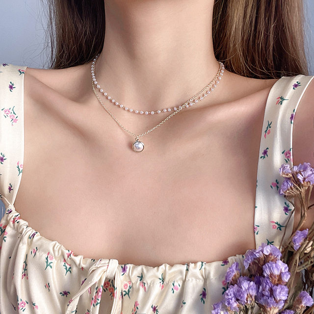 Outlet brand discount store removes cabinets from clearance, picks up leaks, double-layered pearl clavicle chain outlets women's accessories trend 1
