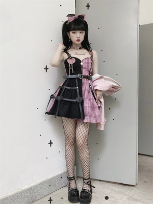 taobao agent [To Alice] The original witch trainee of the bear is a handsome lattice, a handsome waist, a zipper strap skirt