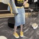 
High waist slim retro versatile non-support denim skirt summer new small mid-length hip-covered skirt for women