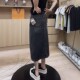 High waist slit straight versatile jeans skirt without elasticity summer new large size women's retro slim hip skirt