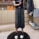 High waist slit straight versatile jeans skirt without elasticity summer new large size women's retro slim hip skirt