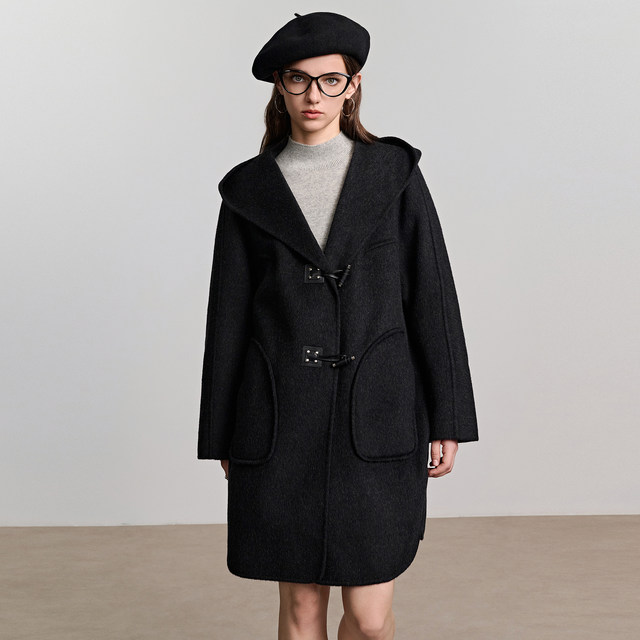 Basic House/Baijia Good Academy Fenglian Hat Double -sided Wool Woman 2024 Winter long coat
