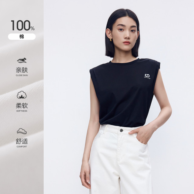 Shuiyunjian sleeveless top T-shirt for women pure cotton inner short-sleeved vest loose simple and versatile 2025 summer new style
