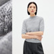 Shuiyunjian gray-blue cork wool sweater short-sleeved T-shirt women's front shoulder half-sleeved top 2025 spring new style
