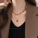 Retro tiger eye stone natural stone beaded necklace set for women new light luxury fashion clavicle chain temperament sweater chain