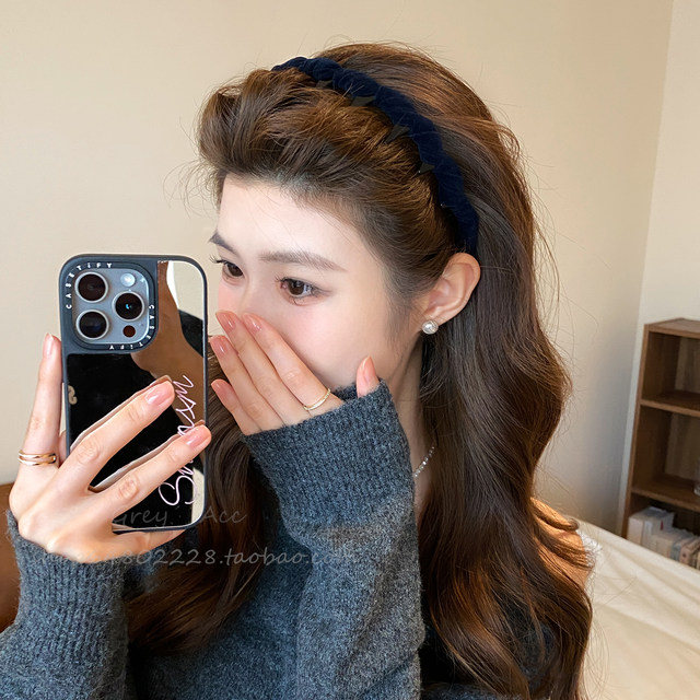 Velvet toothed headband for women in autumn and winter new daily wear high skull headband high-end face wash hairpin hair accessory