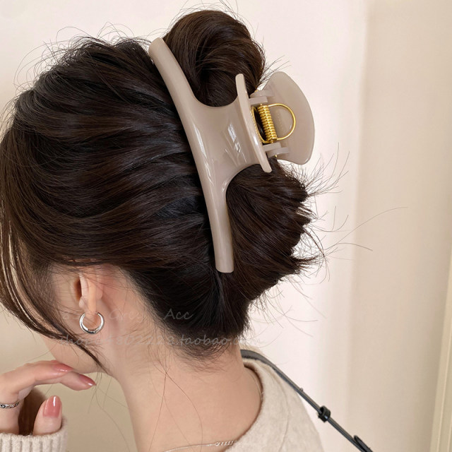French high-end super large curved acrylic hairpin for women basic versatile hair clip ins wind shark clip
