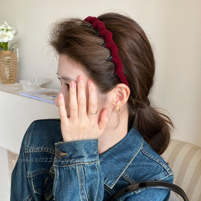 Velvet toothed headband for women in autumn and winter new daily wear high skull headband high-end face wash hairpin hair accessory