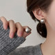 Shijia cold gray color light pearl earrings for women light luxury temperament high-end earrings niche ins cold style earrings