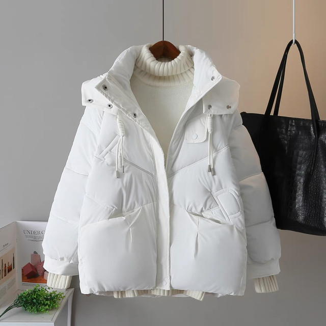Short 2024 new winter down cotton coat Korean style loose thickened bread coat small man cotton coat