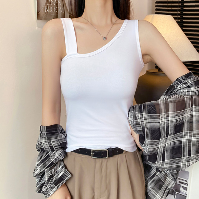 Black off-shoulder suspender vest for women in summer inner wear beautiful back design slim base and slim and off-shoulder top
