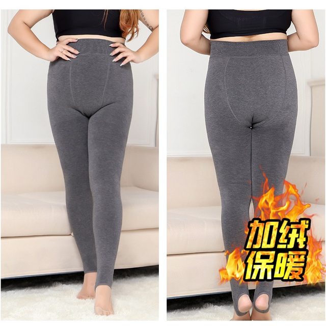 320Jin [Jin is equal to 0.5kg] Extra large size high-waist all-in-one cotton pants for fat girls plus velvet extra thick elastic leggings 300Jin [Jin is equal to 0.5kg] Winter
