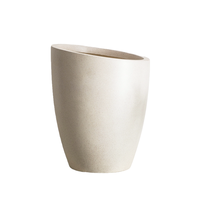 Light luxury high-end floor-standing slanted flower pot black diamond rubber tree bird of paradise lily bamboo magnesium mud flower pot large size