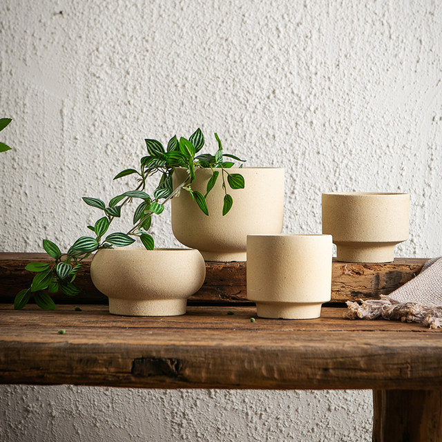Clay flower pot orchid green plant flower pot high-end feeling can breathe gravy creative simple breathable household desktop flower pot