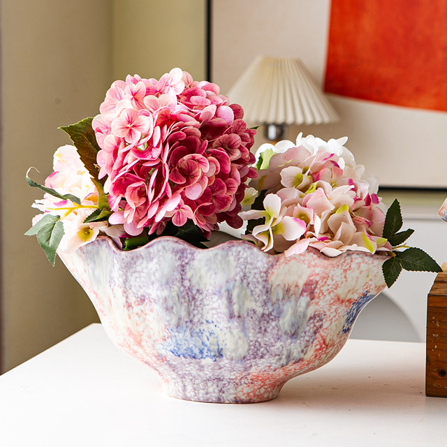 New Chinese style flower-glazed ceramic flower pots, Phalaenopsis, Cymbidium orchids, special-shaped flower vessels, Wabi-sabi style, Song Dynasty aesthetics, Zen home furnishings