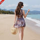 Couple set Skirt -style actress swimsuit with steel to gather conservative summer beach pants men's hot spring vacation
