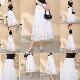 
2025 summer new style sweet lace hollow mid-length large hem skirt for women with high waist covering belly and slim skirt
