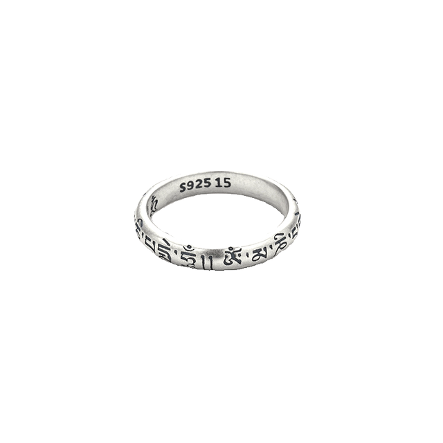 Veinsbrick Tibetan Six-Character Mantra Sutra Sterling Silver S925 Couple Ring Men's and Women's Ring