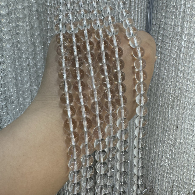 Pure natural white crystal round beads and loose beads semi-finished non-piezoelectric crystal DIY bracelet necklace beads supported for identification