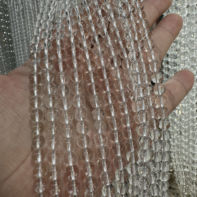 Pure natural white crystal round beads and loose beads semi-finished non-piezoelectric crystal DIY bracelet necklace beads supported for identification