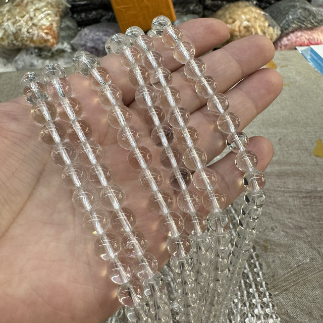 Pure natural white crystal round beads and loose beads semi-finished non-piezoelectric crystal DIY bracelet necklace beads supported for identification