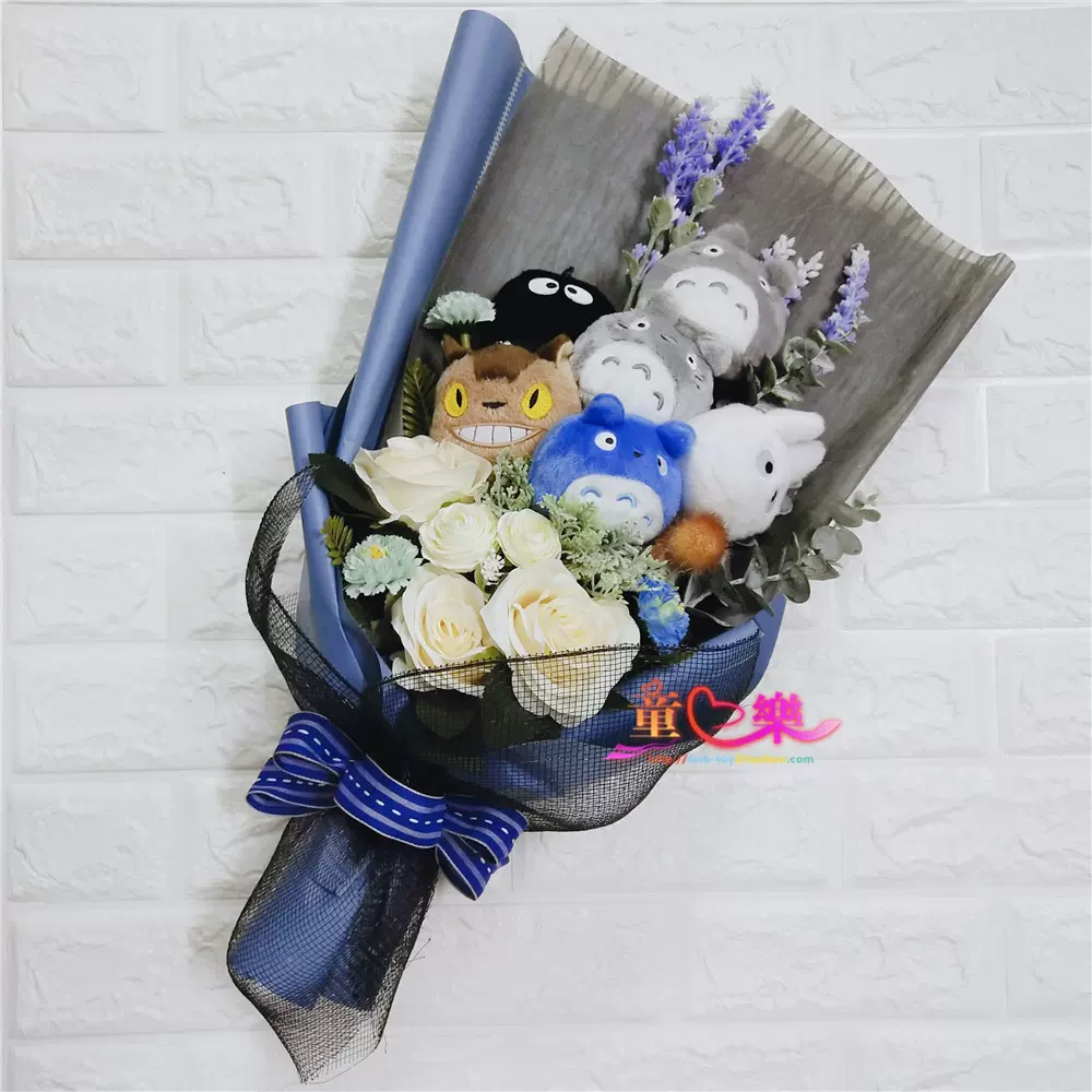 情人节毕业高级定制龙猫毛绒公仔花束卡通花束玫瑰玩偶花束