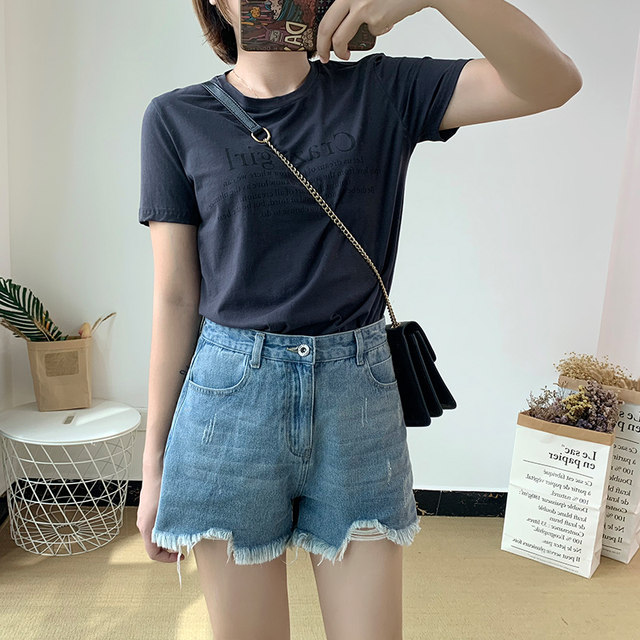 COCO plus size women's new summer style simple English letter printed short-sleeved fat mm versatile T-shirt for women to cover the flesh and look slim