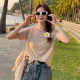Green V-neck Modal short-sleeved T-shirt for women's summer 2025 new style for loose slimming ice silk top