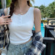 Threaded cotton gray suspender vest for women with inner wear 2025 new slim wide shoulder straps for secondary breasts and base tops for outer wear