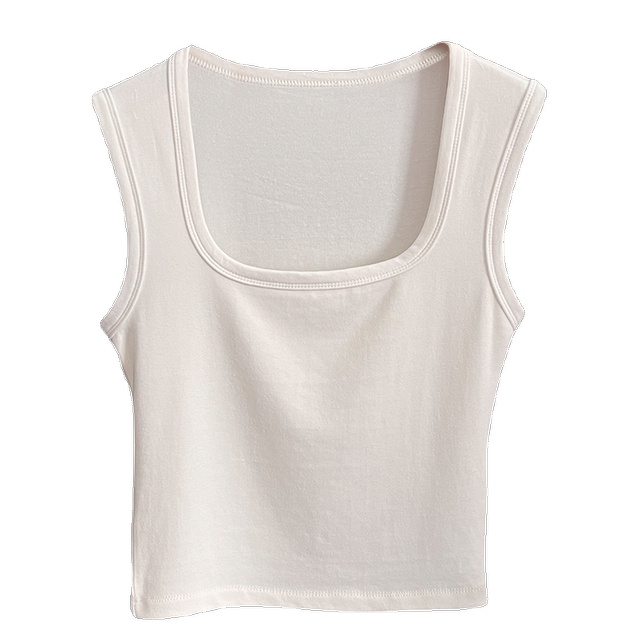 Blue square neck vest suspender women's inner wear 2025 spring and summer new wide shoulder strap bottom sleeveless top