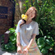 Longmei’s green V-neck ice silk cotton linen short-sleeved T-shirt women’s 2025 summer thin loose slim half-sleeved top