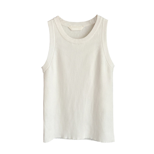 
White knitted round neck vest for women with inner wear 2025 autumn new suspender base high-end sleeveless outer top