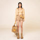 SMFK sports short jacket long sleeve embroidered cross armband fashion casual hooded women khaki beige hip-hop

