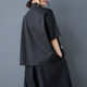 Spring and summer new loose, large size stitching casual, simple commute sweet short -sleeved shirt shirt, print black
