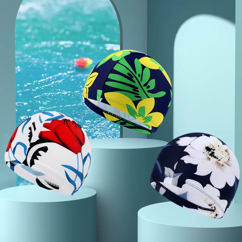 泳帽女纯色花色简约女士游泳布帽泡温泉舒适不勒头