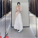 ZA spring and summer new sweet temperament lace-up elastic waist layered splicing long skirt skirt women 4391408
