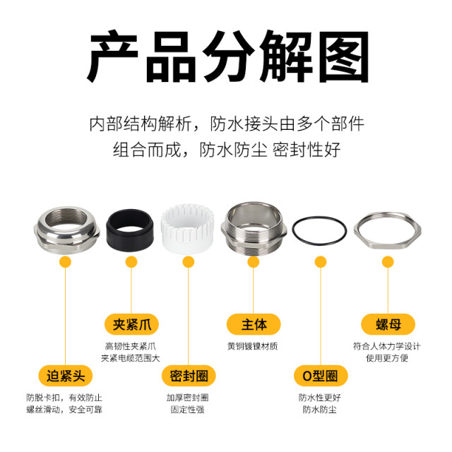 Metal brass nickel-plated cable waterproof joint sealing fixed filler box 304 stainless steel metric grey grey