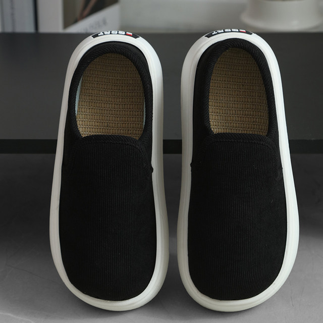 Old Beijing linen shoes spring and autumn work shoes round toe casual confinement shoes for women thick sole breathable sweat-absorbing men's single shoes