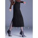 High waist straight skirt for women in spring and autumn high-end style commuting mid-skirt to look slim and slit hip-packing skirt