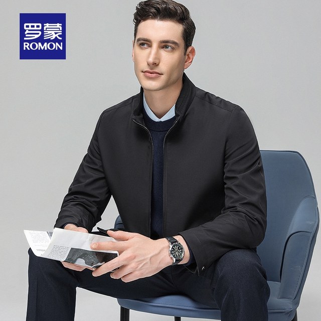 Romon Men's Business Casual Short Stand Collar Jacket 2025 Autumn Outdoor Fashion Versatile Professional Workwear Jacket