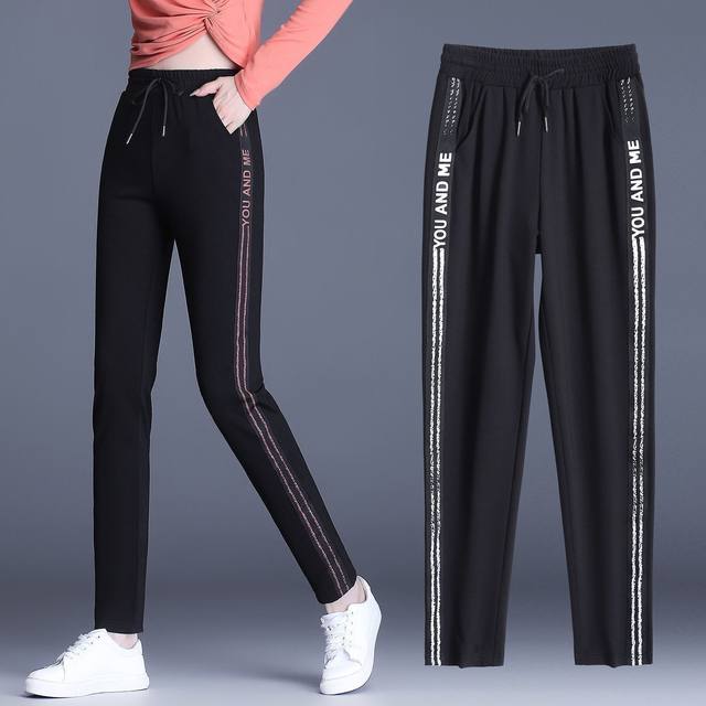 velvet thickened sweatpants for women spring and autumn and winter pants new autumn black large size middle-aged mother women's trousers