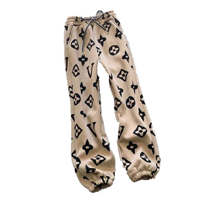 Clearance counter has withdrawn extra large size fat mm 300Jin [Jin is equal to 0.5kg] plus velvet and thickened printed wide-leg pants for women