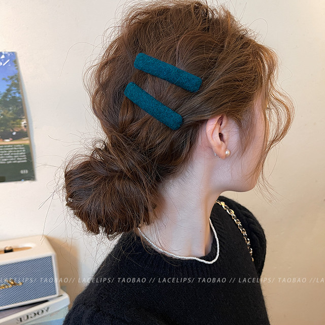 Simple plush bb clip hair clip women's side clip 2025 new one-word clip broken hair clip forehead bangs clip headwear