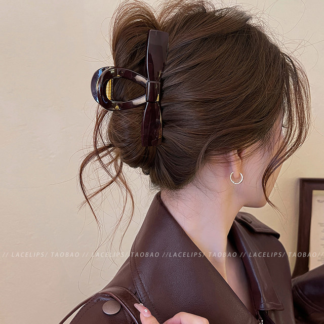 High quality ~ bow tie clip large shark clip hair clip women's back of head high-end 2025 new style with large hair volume