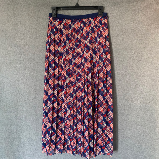 European and American Fashion 2023 Spring and Autumn British plaid print retro commuter chiffon long pleated skirt skirt skirt