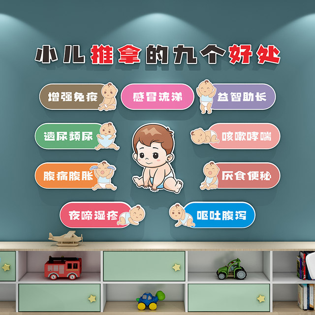 
Pediatric massage promotional posters wall stickers hanging paintings mother and baby room children's traditional Chinese medicine hospital health center cultural background wall decoration