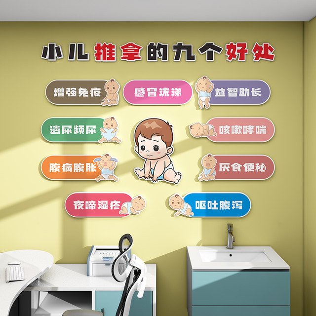 
Pediatric massage promotional posters wall stickers hanging paintings mother and baby room children's traditional Chinese medicine hospital health center cultural background wall decoration
