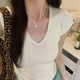 Soft and pure gray temperament V-neck skin-friendly knitted sleeveless vest T-shirt for women's new summer and autumn slim top