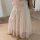 2025 spring yarn splicing cake skirt mid-length skirt A-line skirt trendy and fashionable elastic waist versatile European texture 438