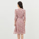 Coletiel spring fashion spliced ​​lace skirt round neck midi dress for women